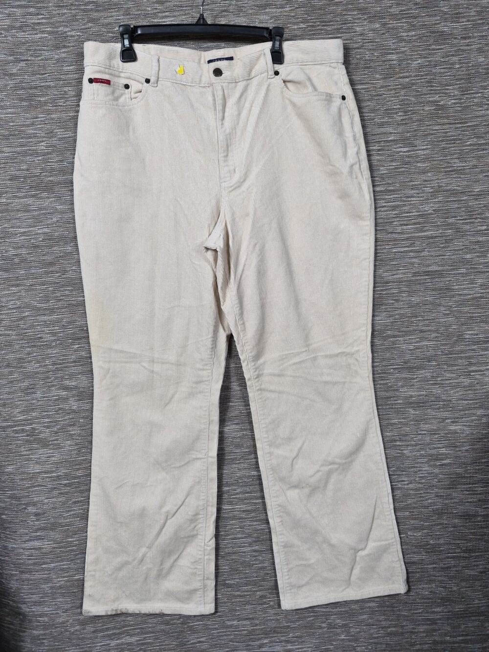 Chaps Corduroy Pants Womens Size 16 Cream Bootcut Leg Stretch High-Rise